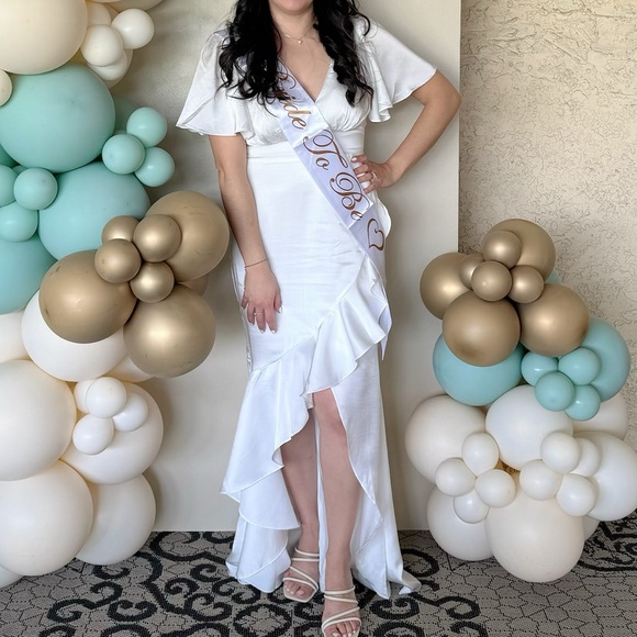 Satin Ruffled Maxi Dress - Picture 4 of 6